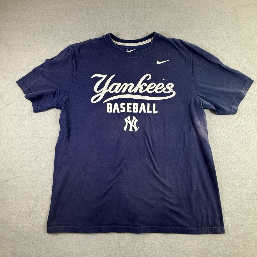 New York Yankees Shirt Mens XL Blue MLB Baseball Nike Tee‎ Nike Swoosh Bleached